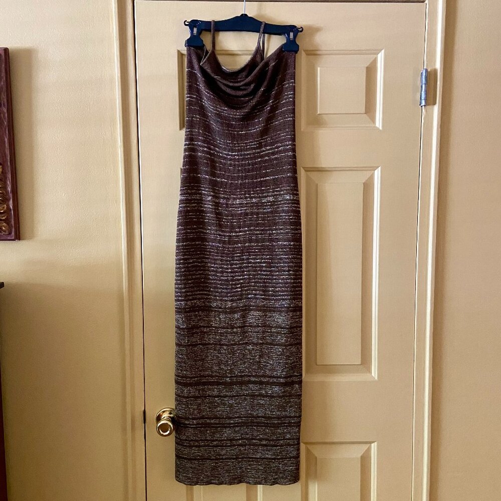 1995 Compliance Alliance by Shelli Segal Metallic Evening Halter Gown Size 2